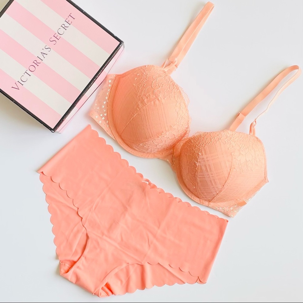 32D SMALL Victoria’s Secret orange bra set